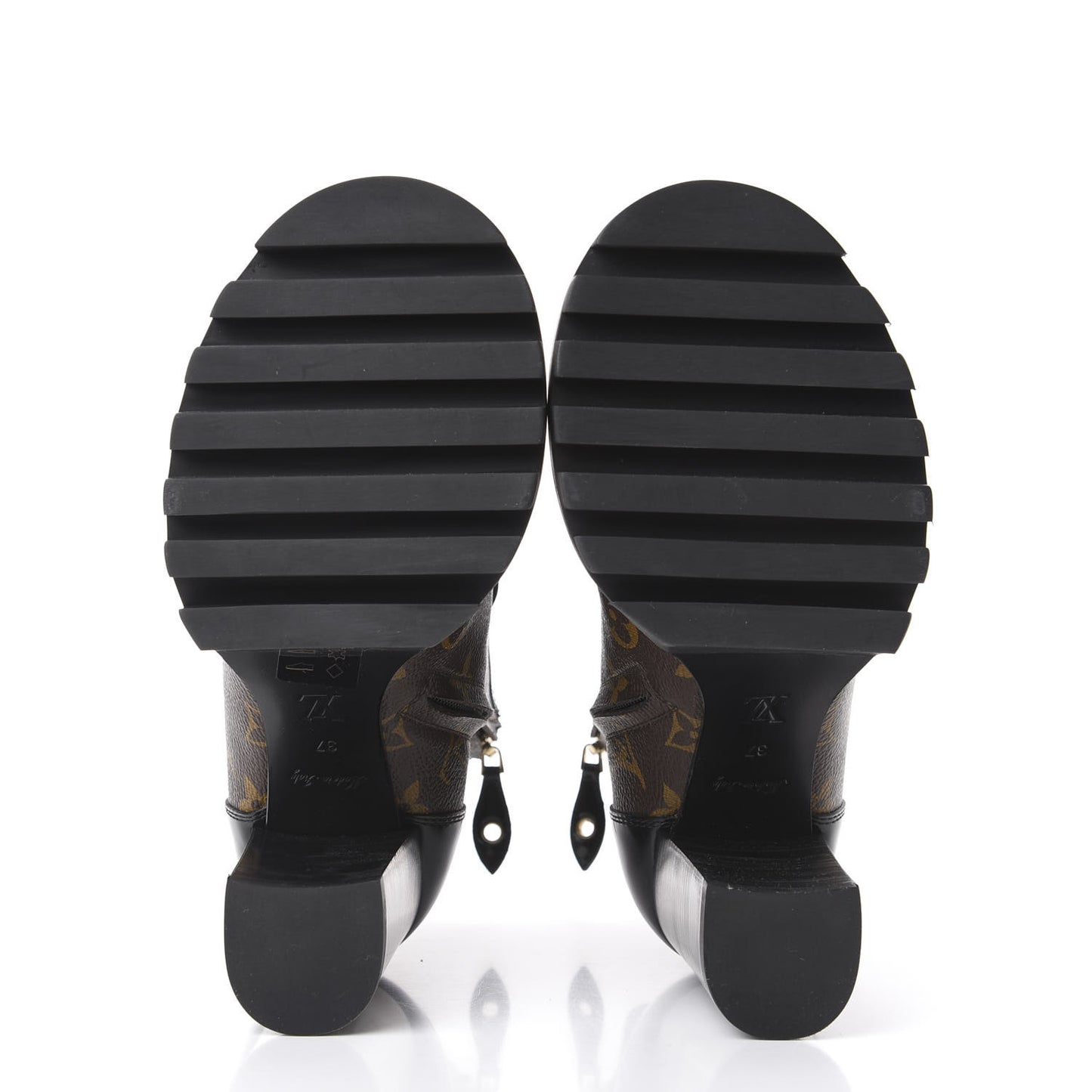 Patent Calfskin Monogram Star Trail Ankle Boots 37 Black