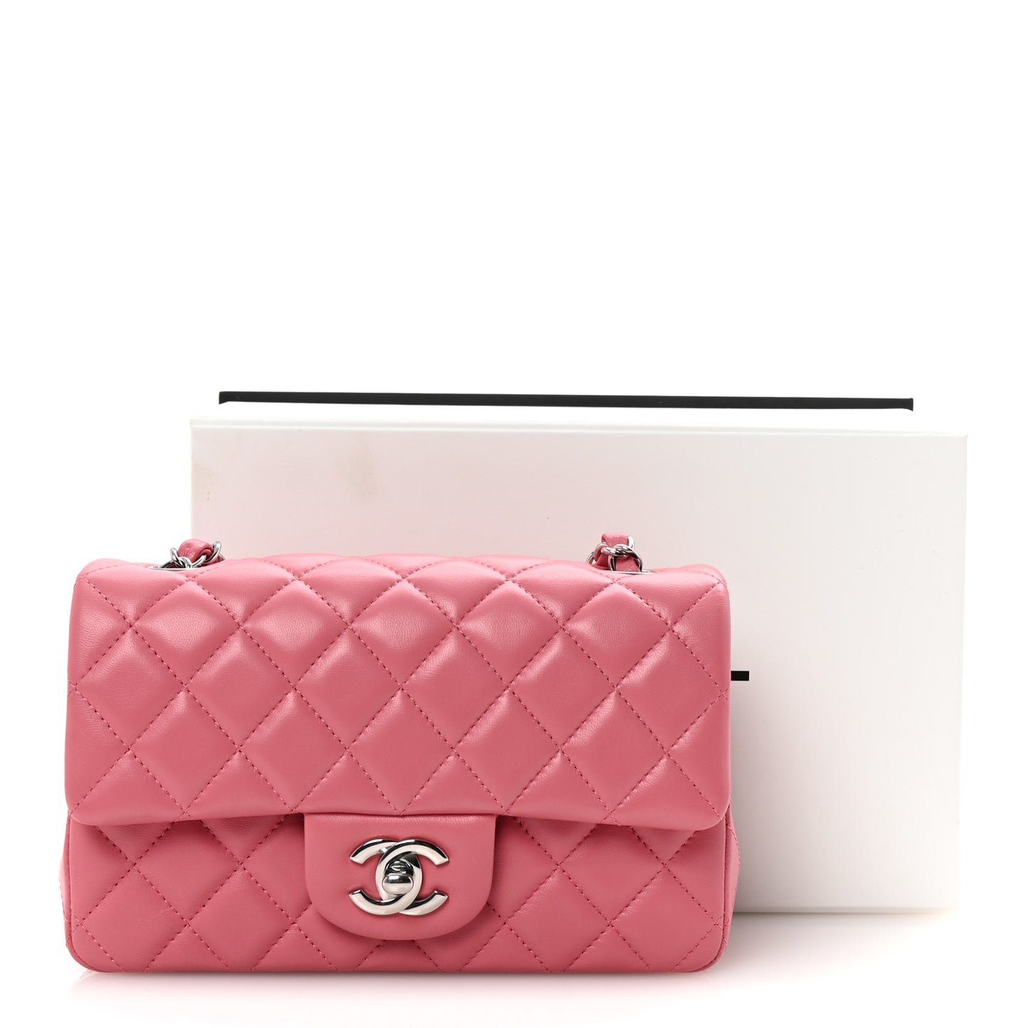 Lambskin Quilted Mini Rectangular Flap Pink