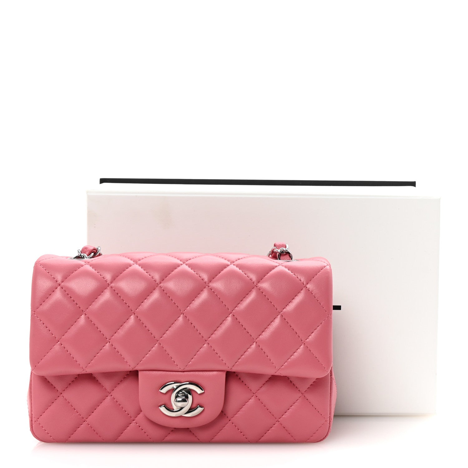 Chanel Lambskin Quilted Mini Rectangular Flap Pink 11 of 11