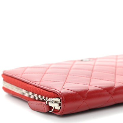 Chanel Lambskin Quilted Large Zip Around Organizer Wallet Red 11 of 13