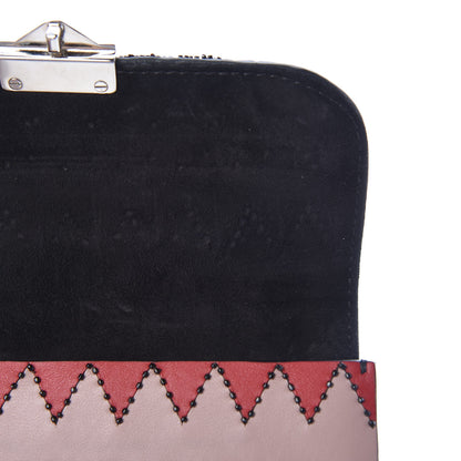 Valentino Garavani Vitello Embroidered Small Glam Lock Rockstud Flap Pink Black 9 of 12