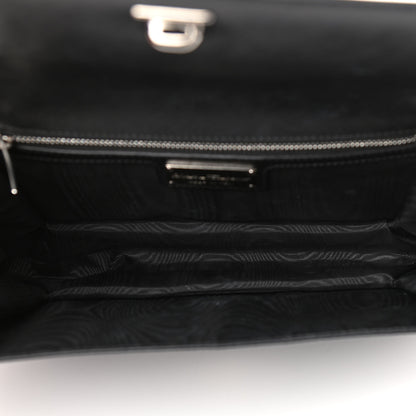Salvatore Ferragamo Pebbled Calfskin Vara Bow Chain Flap Crossbody Black 5 of 10