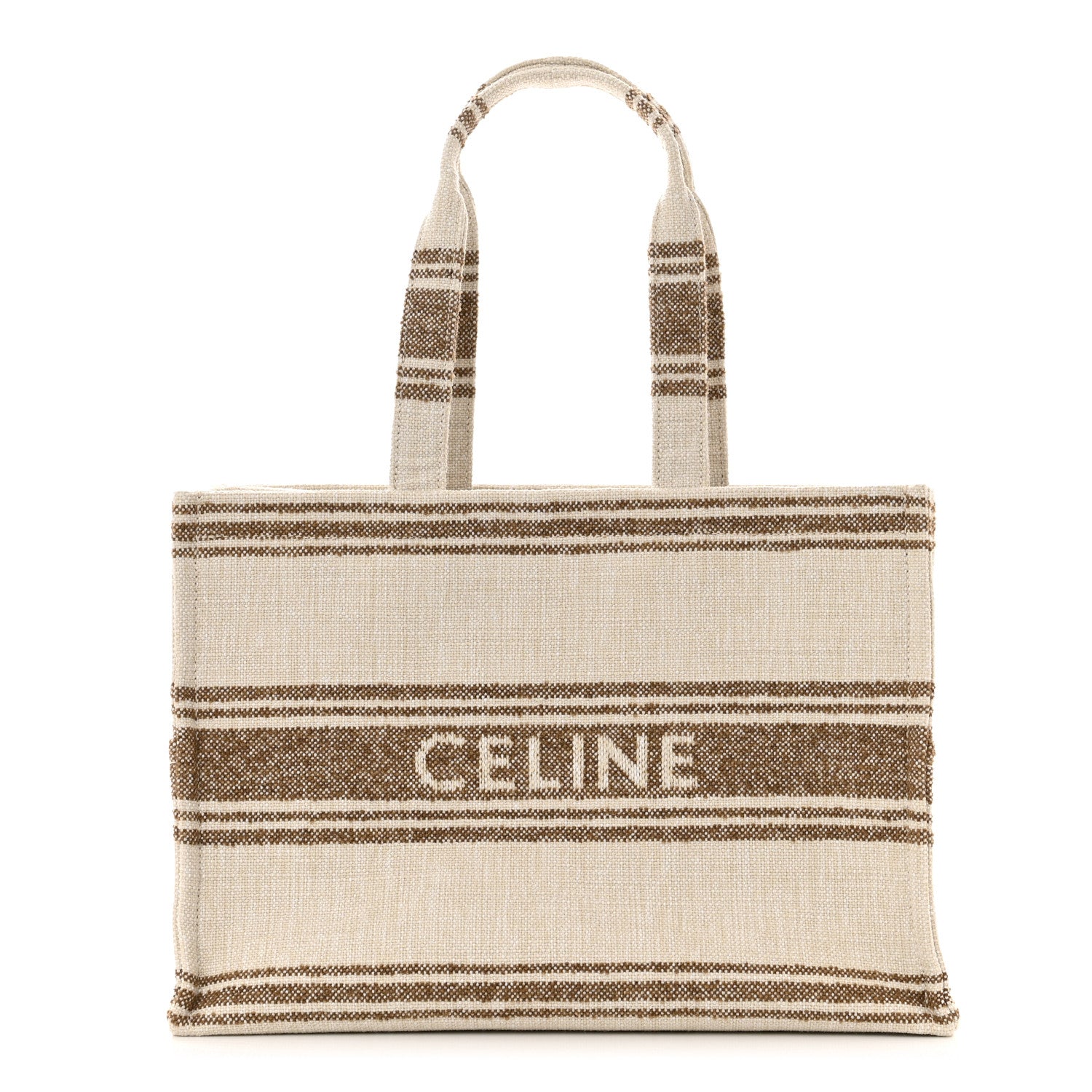 Celine Jacquard Striped Large Cabas Thais Tobacco Tan 1 of 10