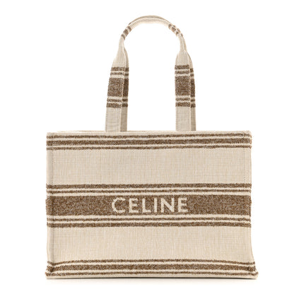 Celine Jacquard Striped Large Cabas Thais Tobacco Tan 1 of 10