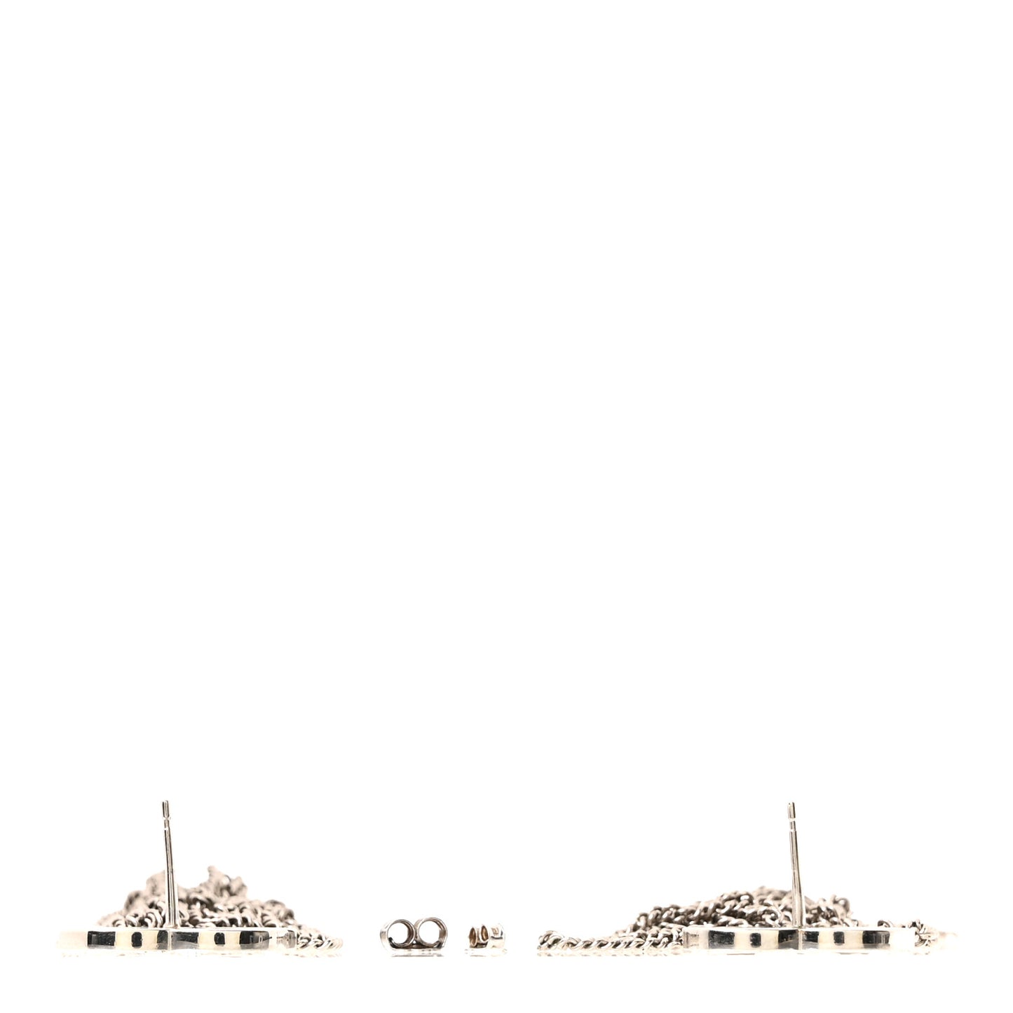 Baguette Crystal CC Chain Drop Earrings Silver