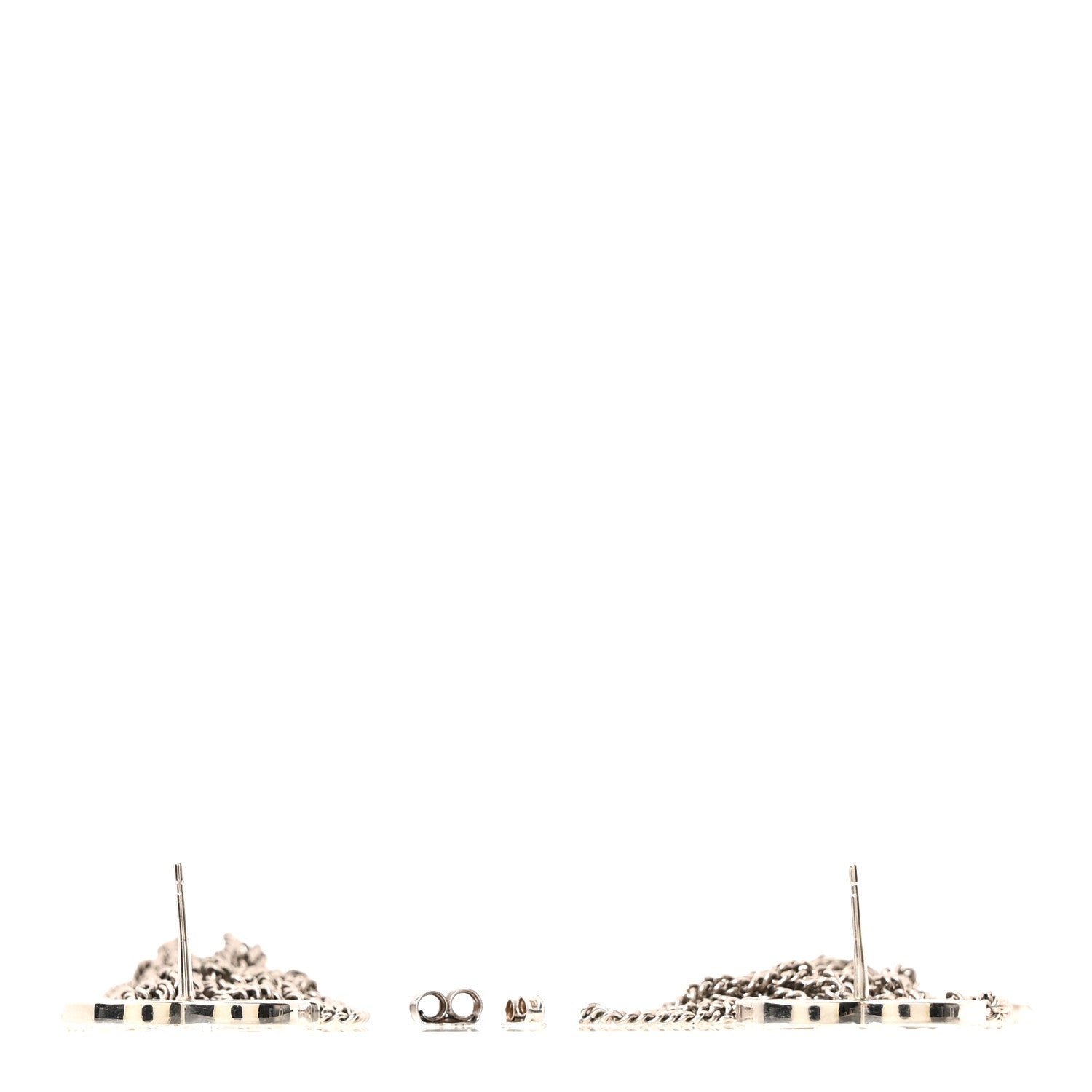 Chanel Baguette Crystal CC Chain Drop Earrings Silver 3 of 5