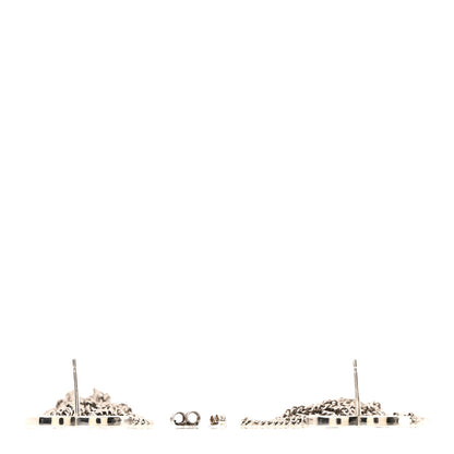 Chanel Baguette Crystal CC Chain Drop Earrings Silver 3 of 5
