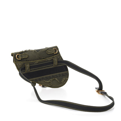 Christian Dior Canvas Embroidered Camouflage Saddle Belt Bag Green 2 of 9