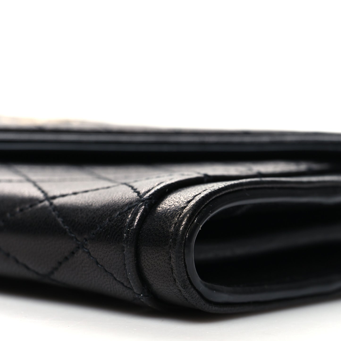 Lambskin Quilted Monogram Large Gabbie Flap Wallet Black