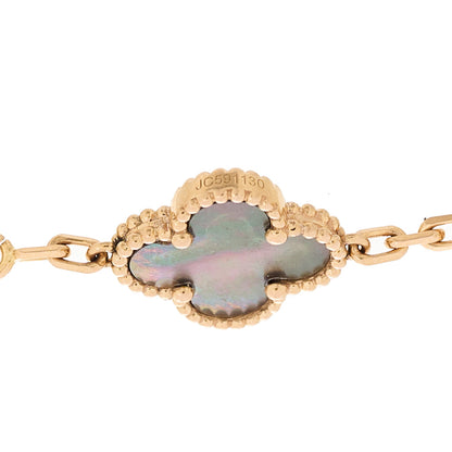 Van Cleef & Arpels 18K Rose Gold Diamond Gray Mother of Pearl 5 Motifs Vintage Alhambra Bracelet 3 of 4