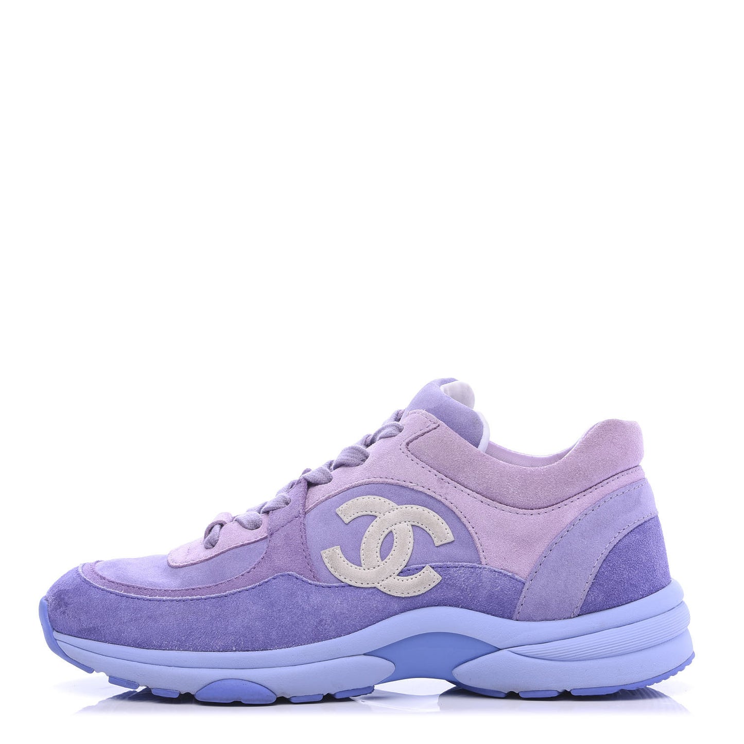 Nylon Lambskin Suede Calfskin CC Sneakers 38 Purple