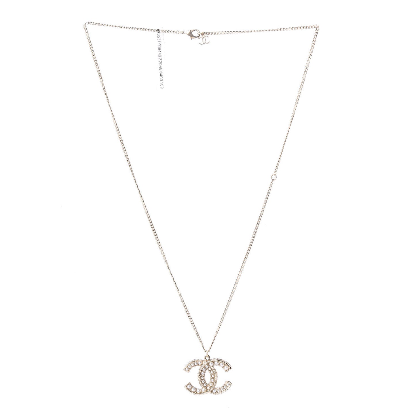 Pearl CC Pendant Necklace Gold