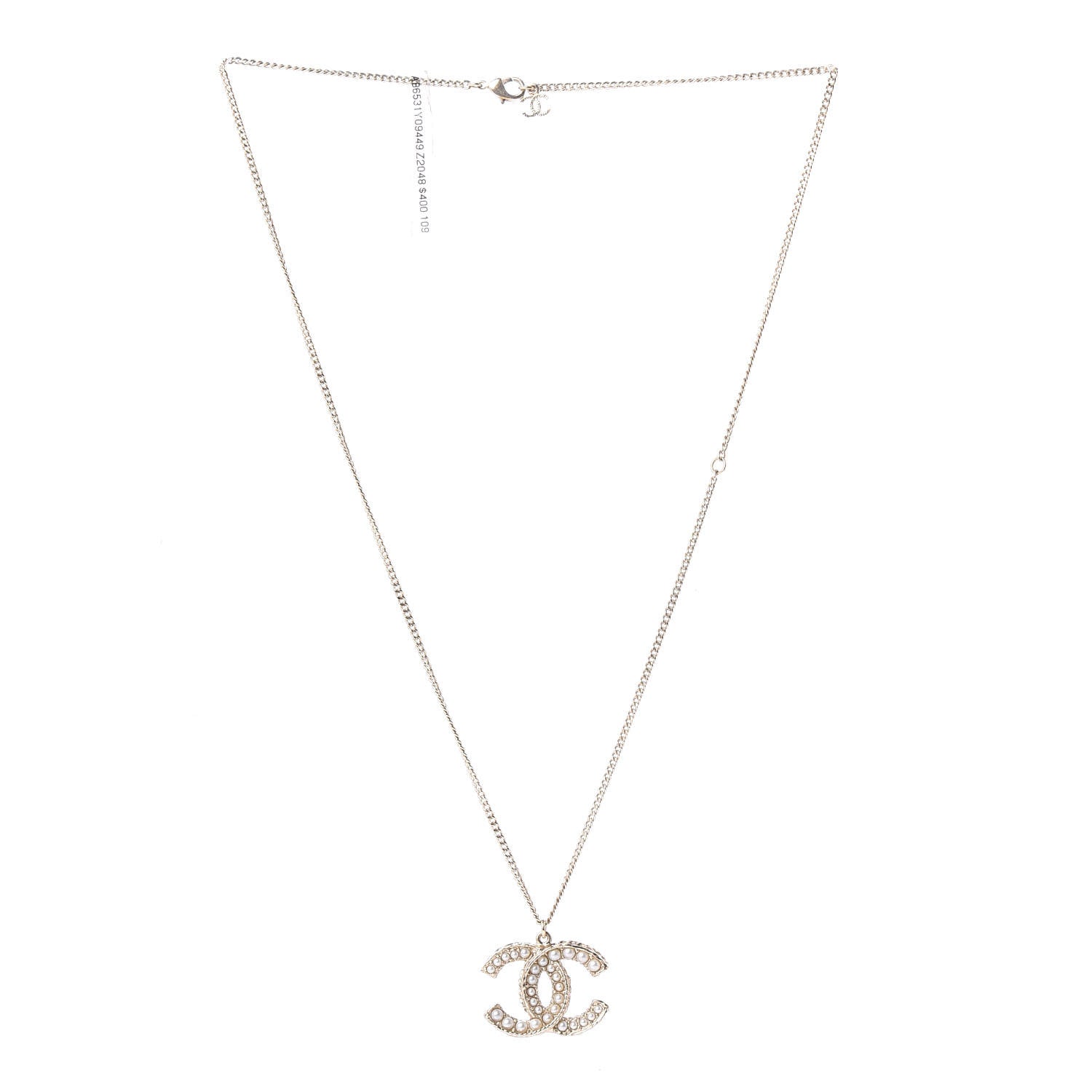 Chanel Pearl CC Pendant Necklace Gold 2 of 6