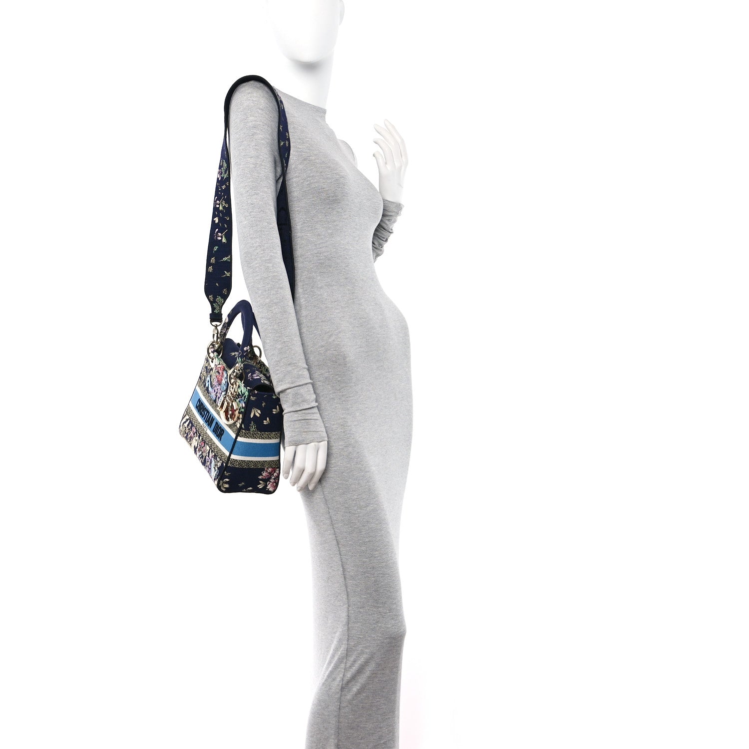 Christian Dior Canvas D-Constellation Embroidered Medium Lady D-Lite Bleu Multicolor 2 of 11
