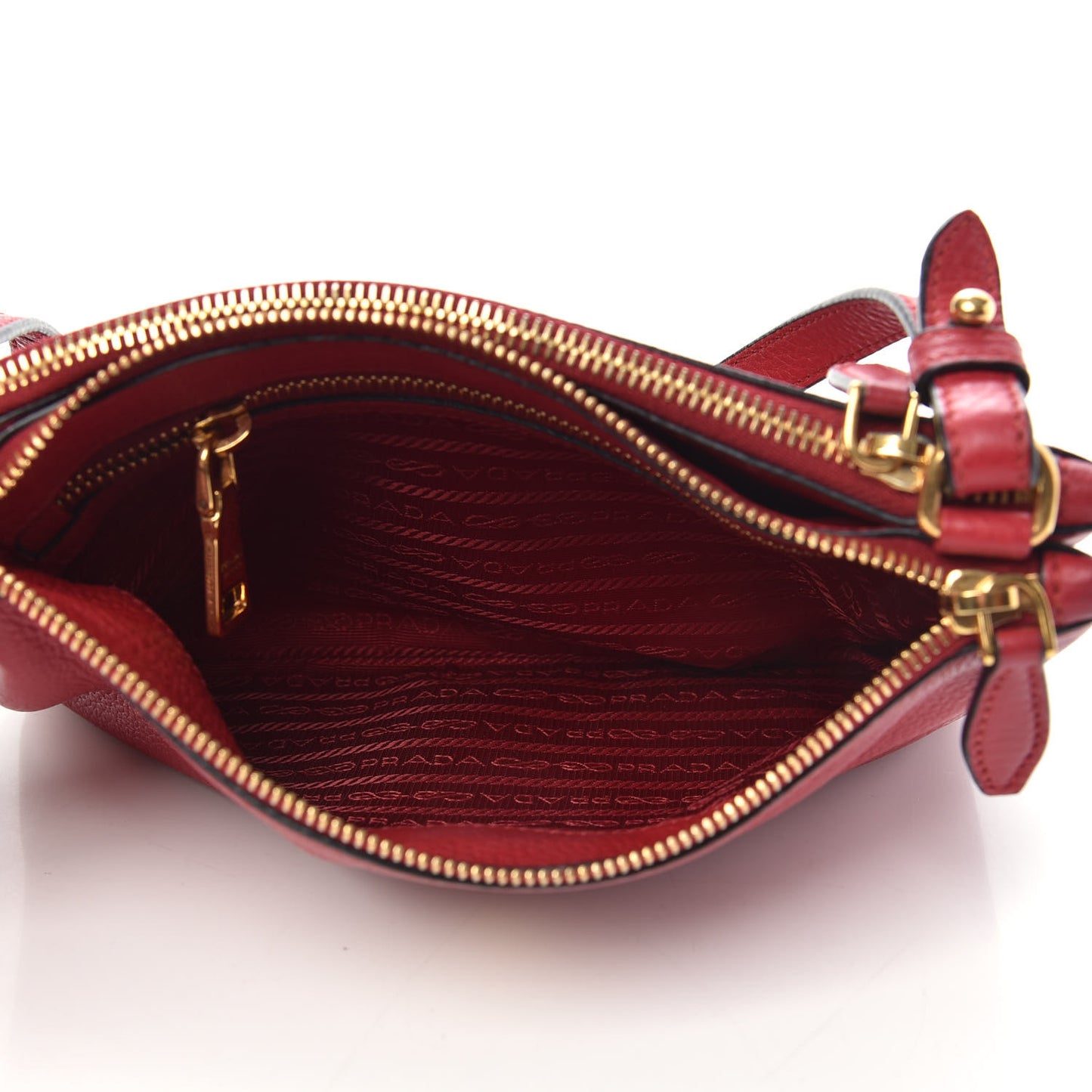 Vitello Phenix Double Zip Crossbody Bag Scarlatto