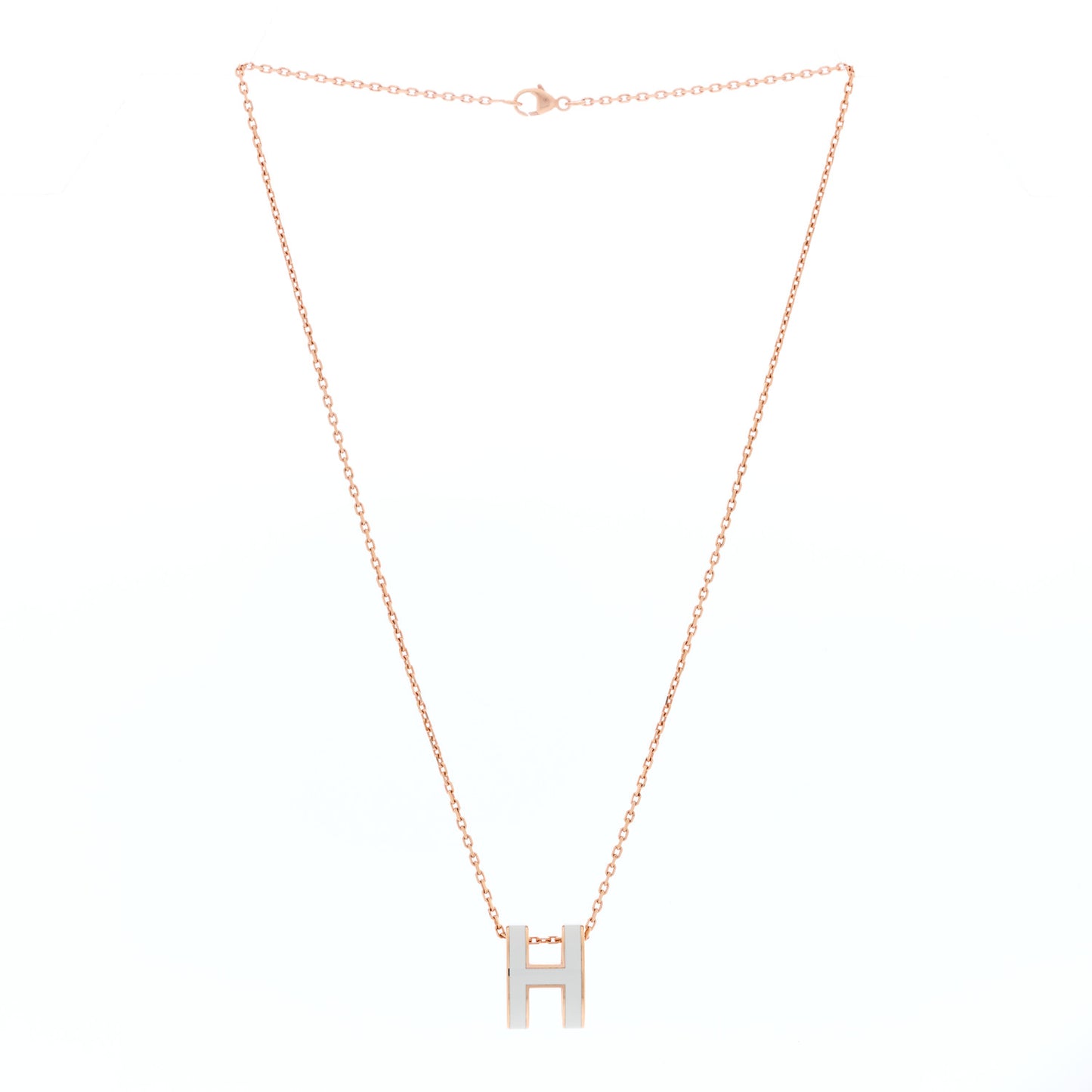 Lacquered Rose Gold Pop H Pendant Necklace Vert Fizz