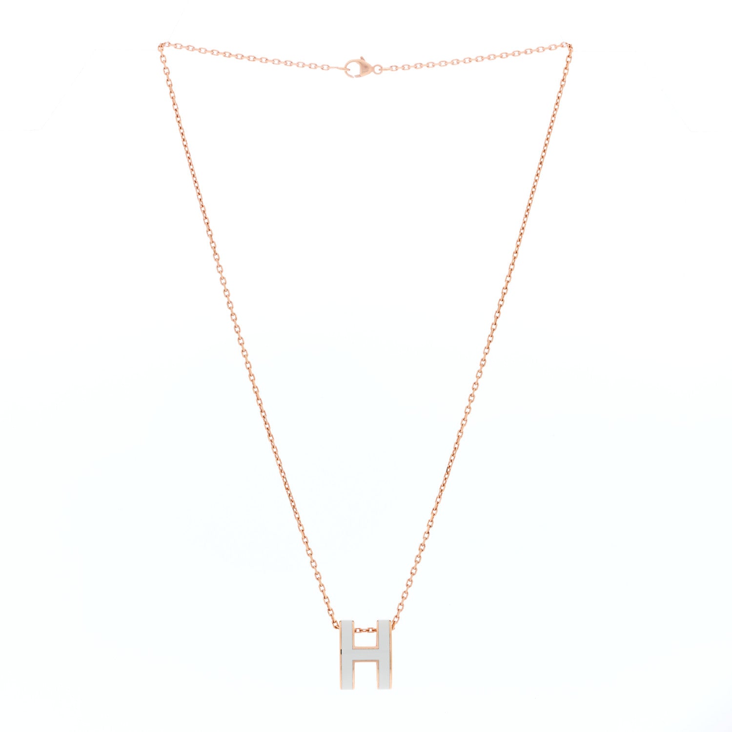 Hermes Lacquered Rose Gold Pop H Pendant Necklace Vert Fizz 2 of 4