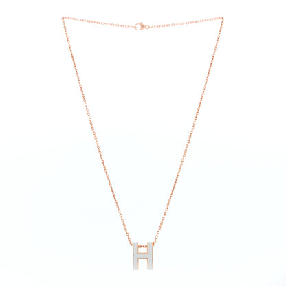 Hermes Lacquered Rose Gold Pop H Pendant Necklace Vert Fizz 2 of 4