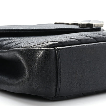 Saint Laurent Sheepskin Matelasse Chevron Monogram Medium College Bag Black 7 of 8