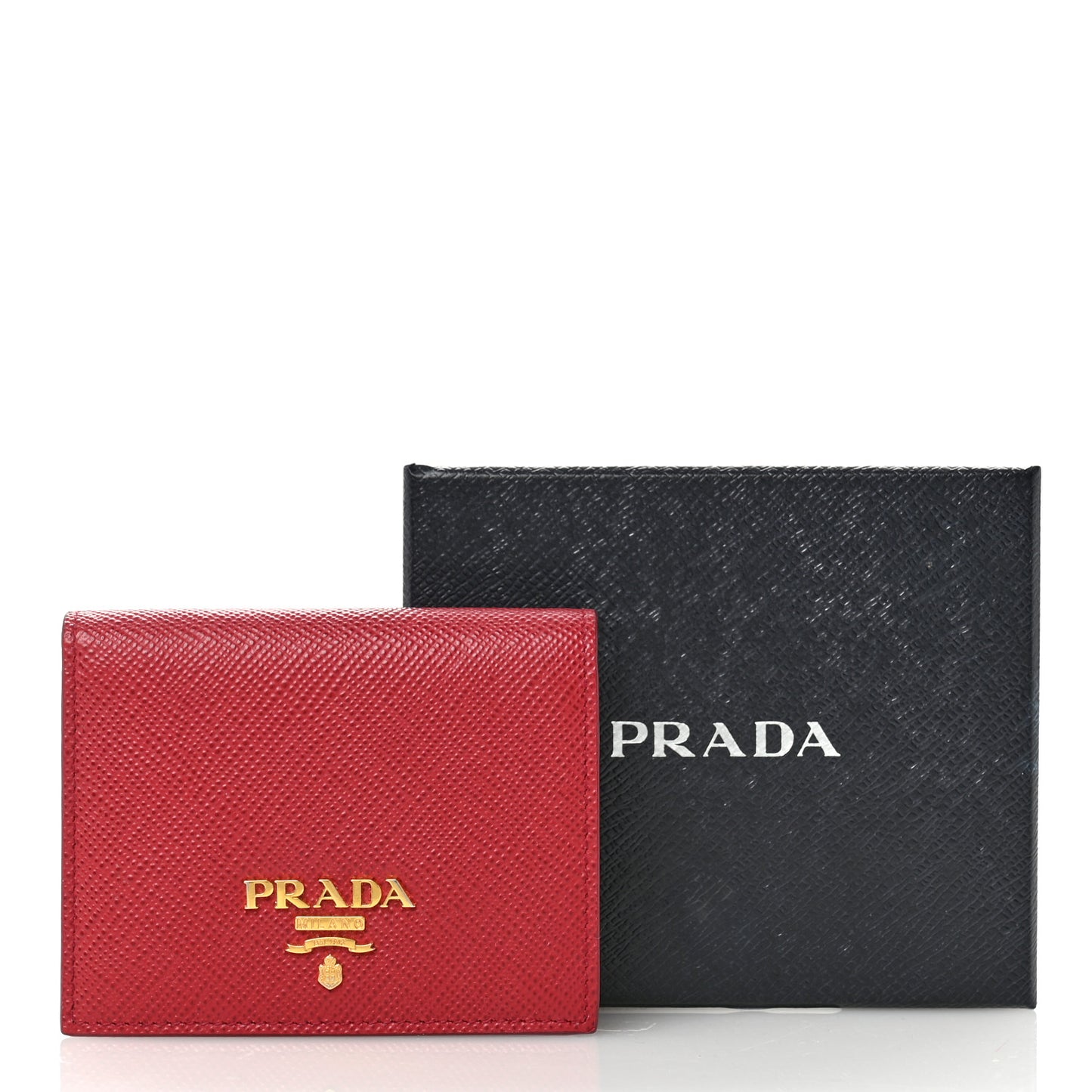 Saffiano Metal Compact Snap Bi-Fold Wallet  Fuoco