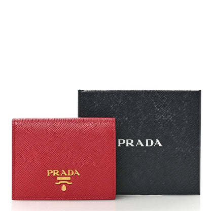 Prada Saffiano Metal Compact Snap Bi-Fold Wallet  Fuoco 6 of 6