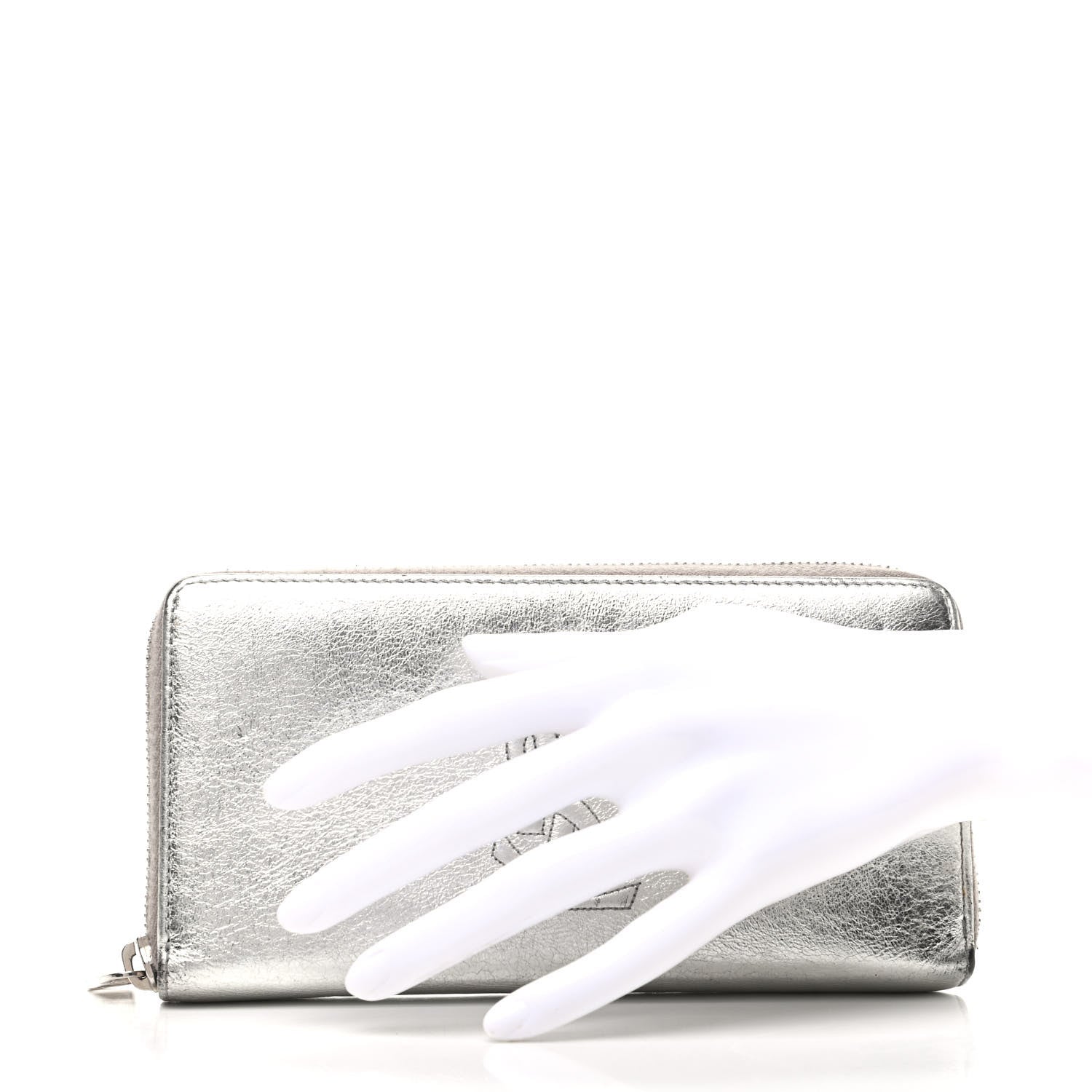 Saint Laurent Metallic Calfskin Belle De Jour Zip Around Wallet Moon 2 of 8