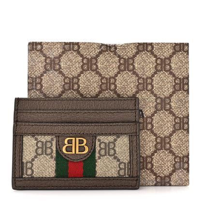 Gucci X BALENCIAGA BB Monogram Web Ophidia Card Holder Beige Ebony New Acero 9 of 9