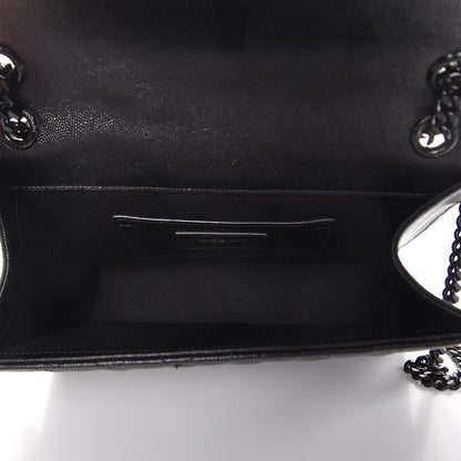 Saint Laurent Grain De Poudre Textured Mixed Matelasse Triquilt Medium Monogram Satchel Black 5 of 7