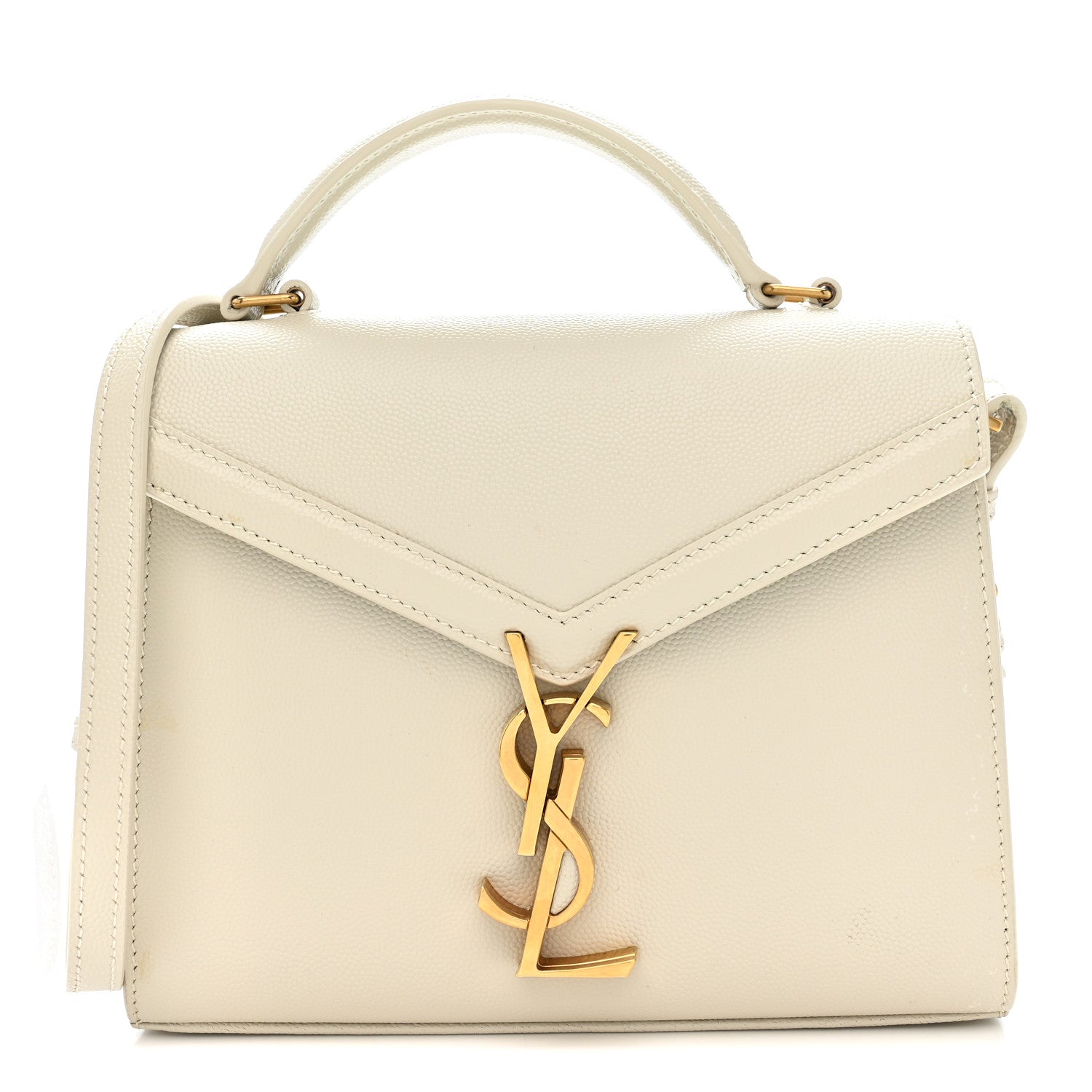 Saint Laurent Grain de Poudre Mini Classic Monogram Cassandra Top Handle Crema Soft 2 of 21