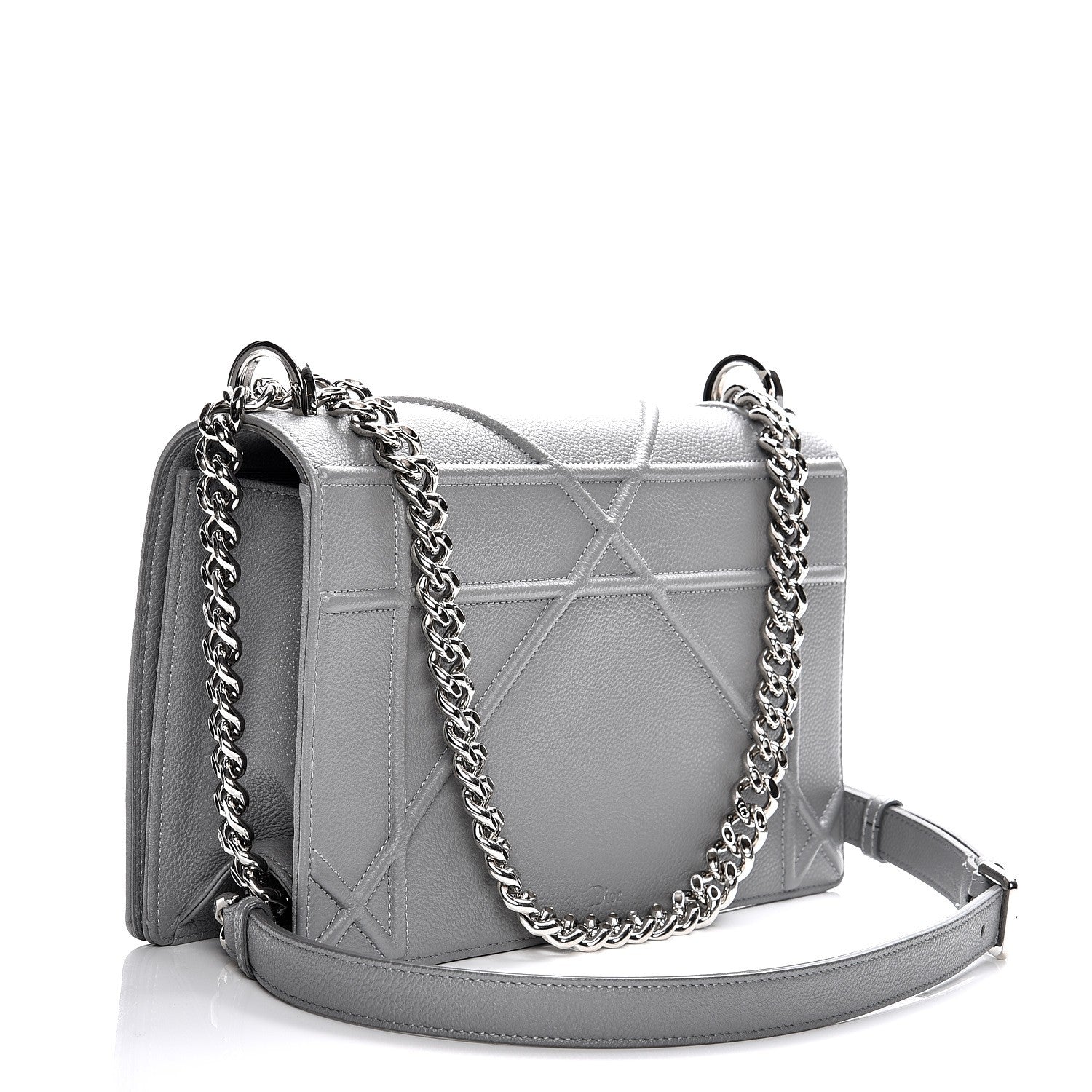 Christian Dior Grained Calfskin Medium Diorama Flap Bag Gris 3 of 9