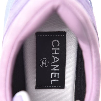 Chanel Nylon Calfskin Suede CC Womens Sneakers 37 Purple 7 of 9