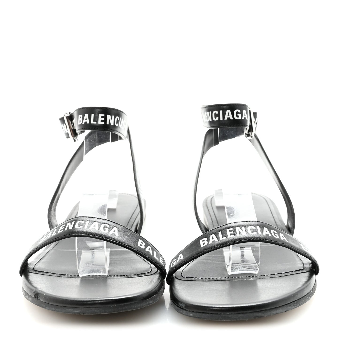 Calfskin Allover Logo Flat Sandals 39.5 Black White