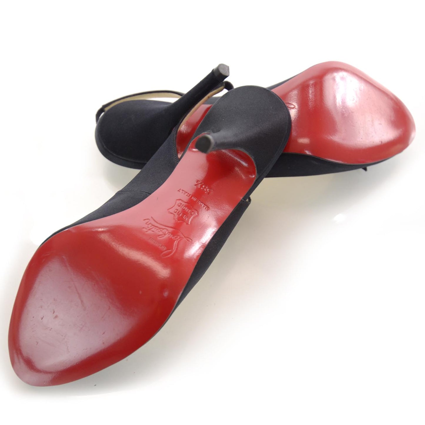 Satin Slingback Buckle Pumps 38.5 Black