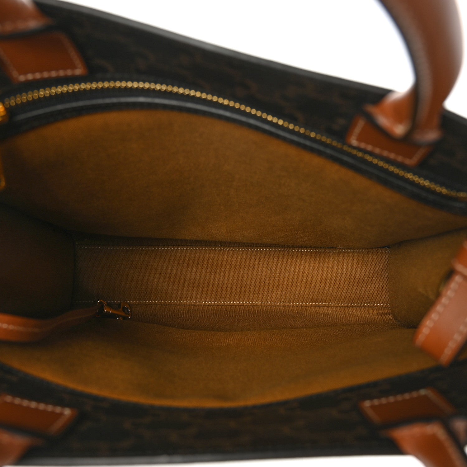 Celine Triomphe Canvas Calfskin Small Vertical Cabas Tan 5 of 7