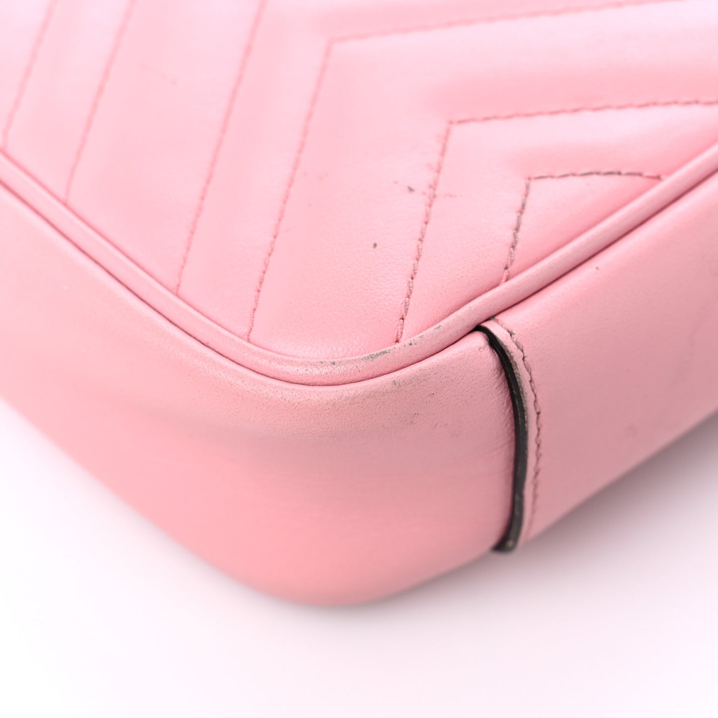 Calfskin Matelasse Mini GG Marmont Shoulder Bag Wild Rose