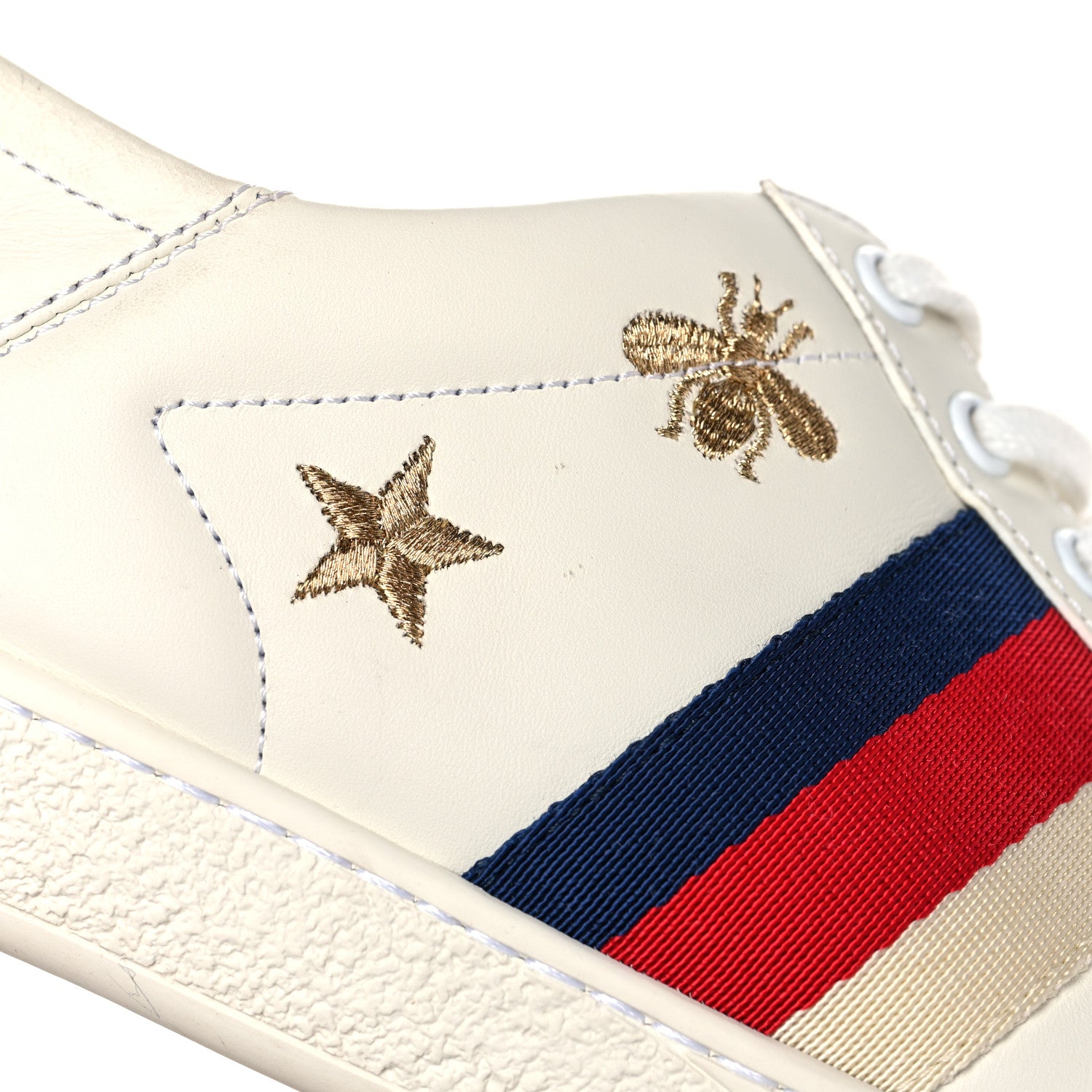 Gucci Calfskin Bee Star Embroidered Sylvie Web Ace Sneakers 39 White 13 of 14