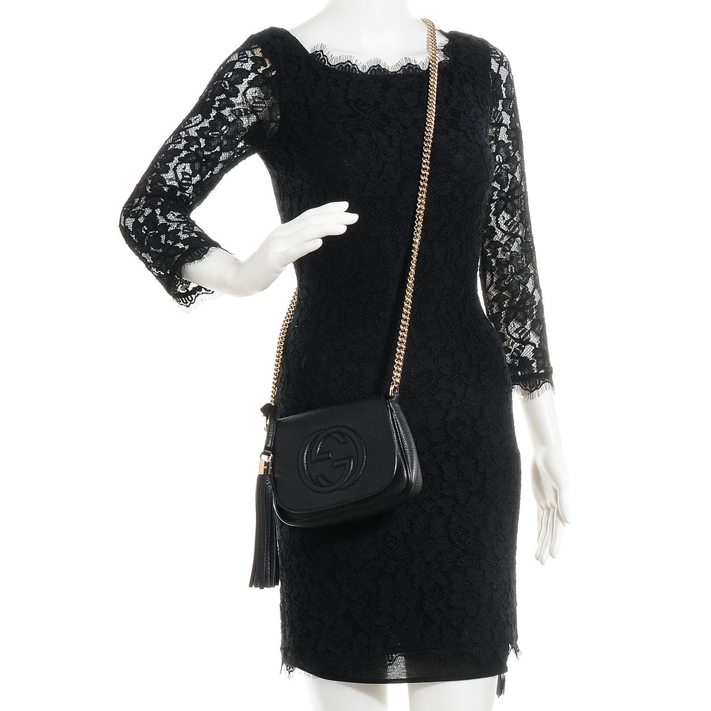 Pebbled Calfskin Small Soho Flap Crossbody Black
