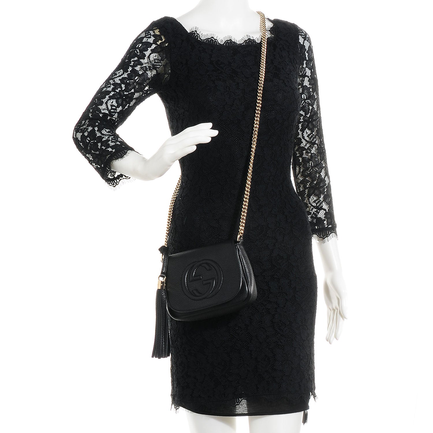 Gucci Pebbled Calfskin Small Soho Flap Crossbody Black 2 of 7