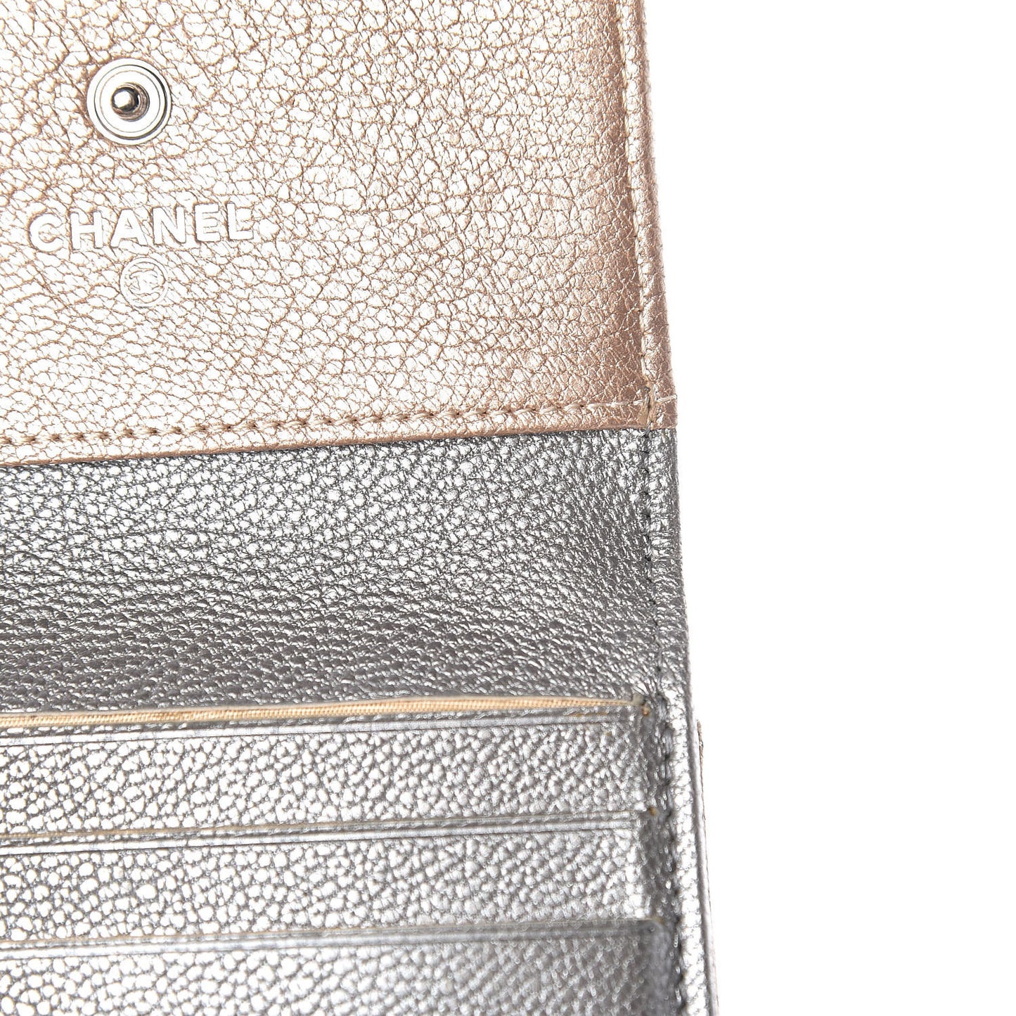 Metallic Calfskin Diamond Stitched Card Holder Wallet Gold Silver