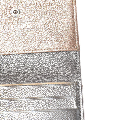 Chanel Metallic Calfskin Diamond Stitched Card Holder Wallet Gold Silver 11 of 19