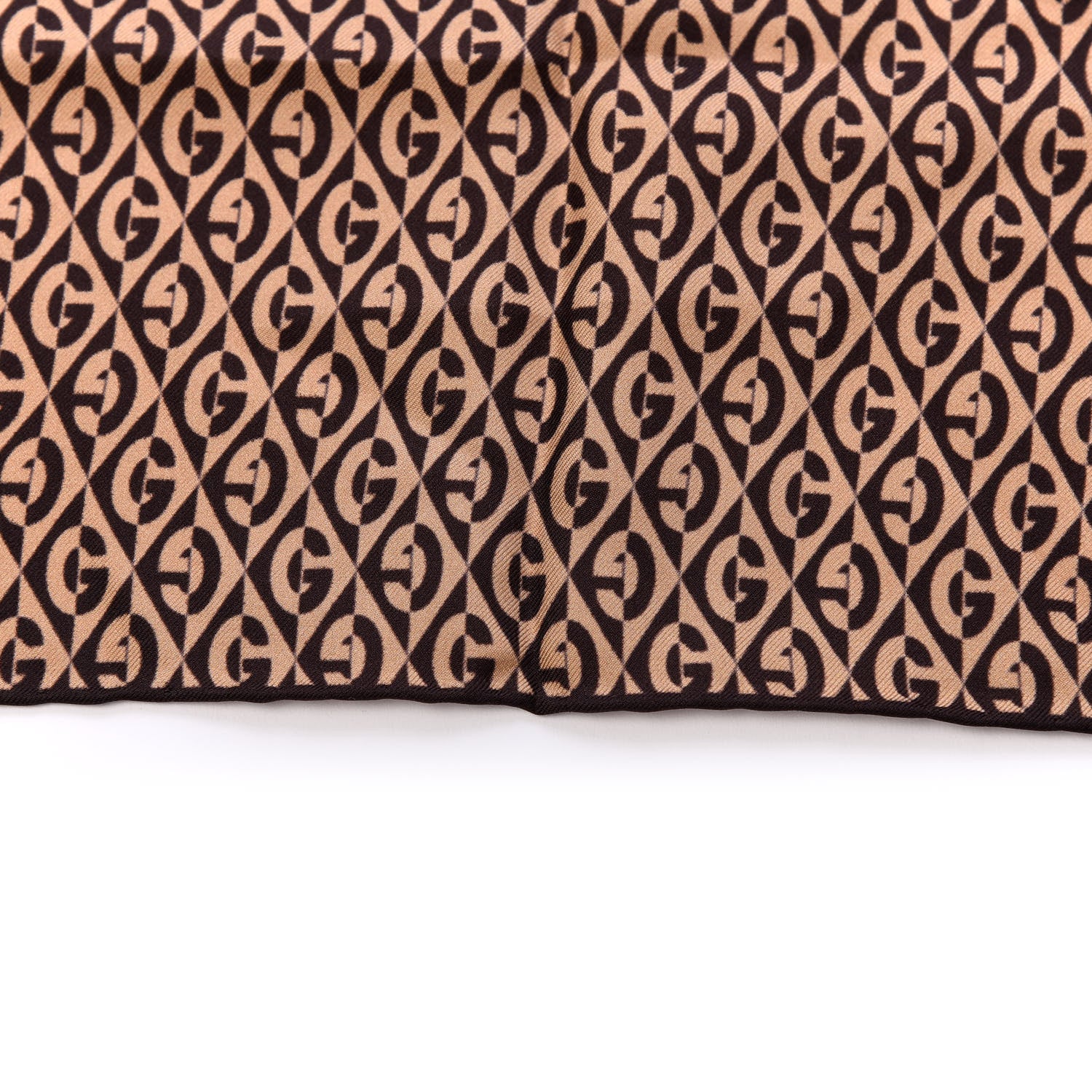 Gucci Silk G Rhombus Scarf Beige Brown 2 of 4