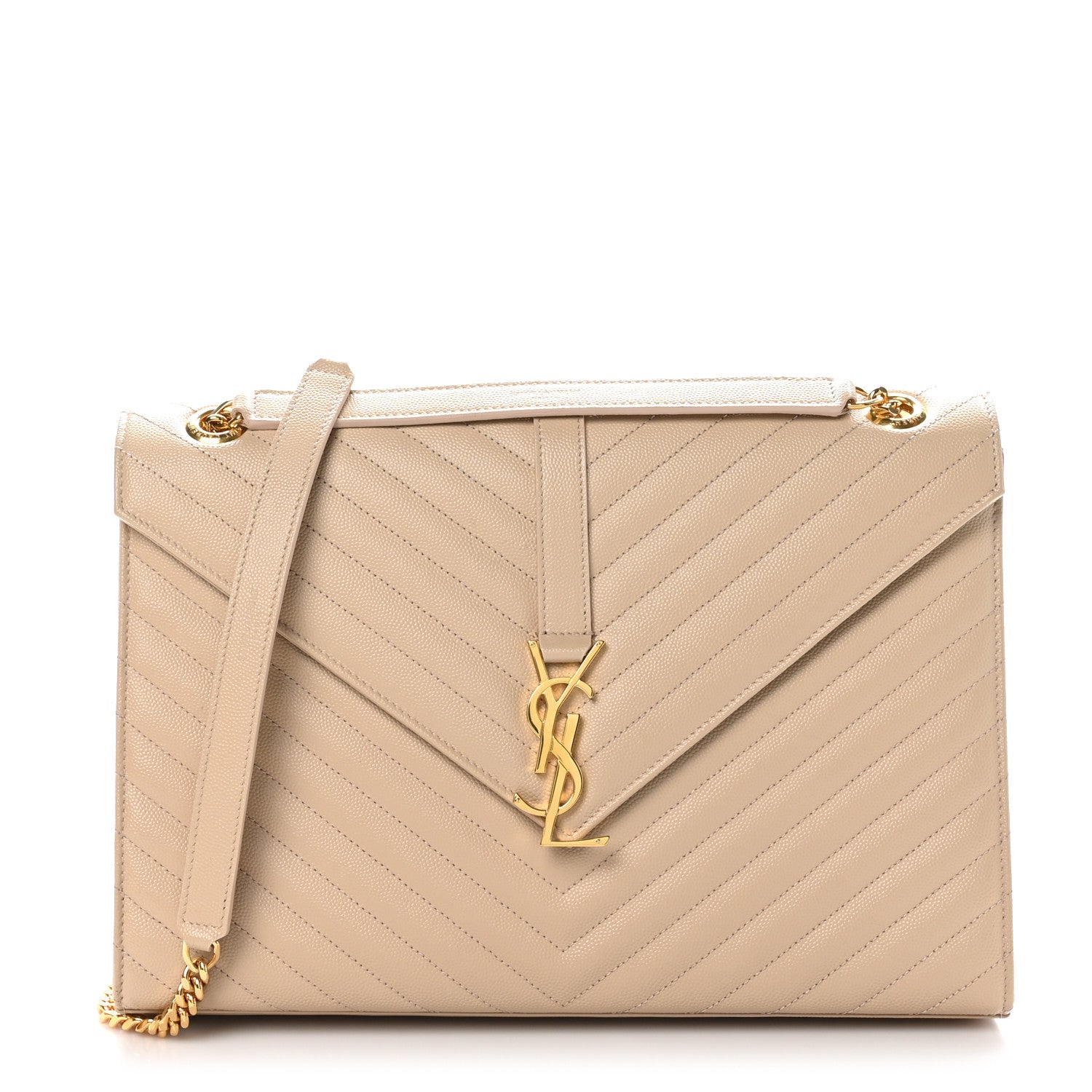 Saint Laurent Grain De Poudre Matelasse Chevron Large Monogram Satchel Nude Powder 1 of 10