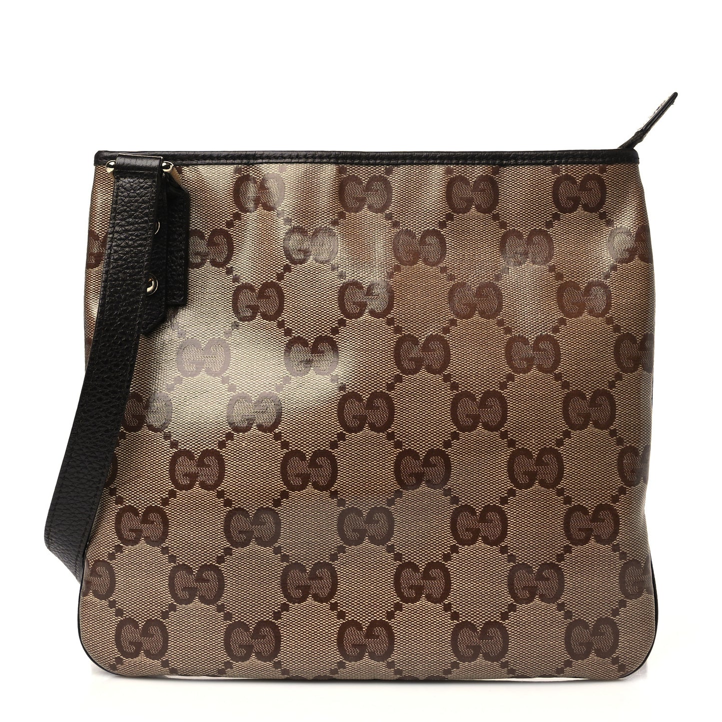 Crystal Monogram Flat Messenger Bag Beige Dark Brown