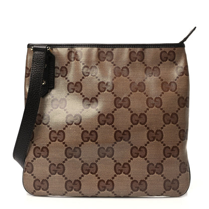 Gucci Crystal Monogram Flat Messenger Bag Beige Dark Brown 1 of 5