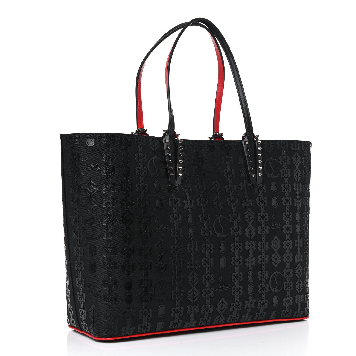 Christian Louboutin Calfskin Loubinetic Spikes East West Cabata Tote Black 3 of 12