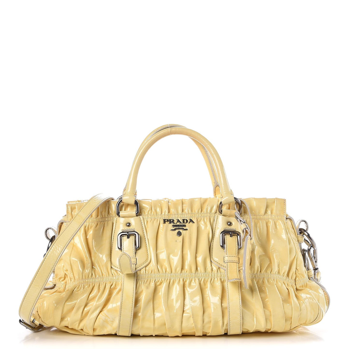 Vernice Dressy Gaufre Shopping Satchel White