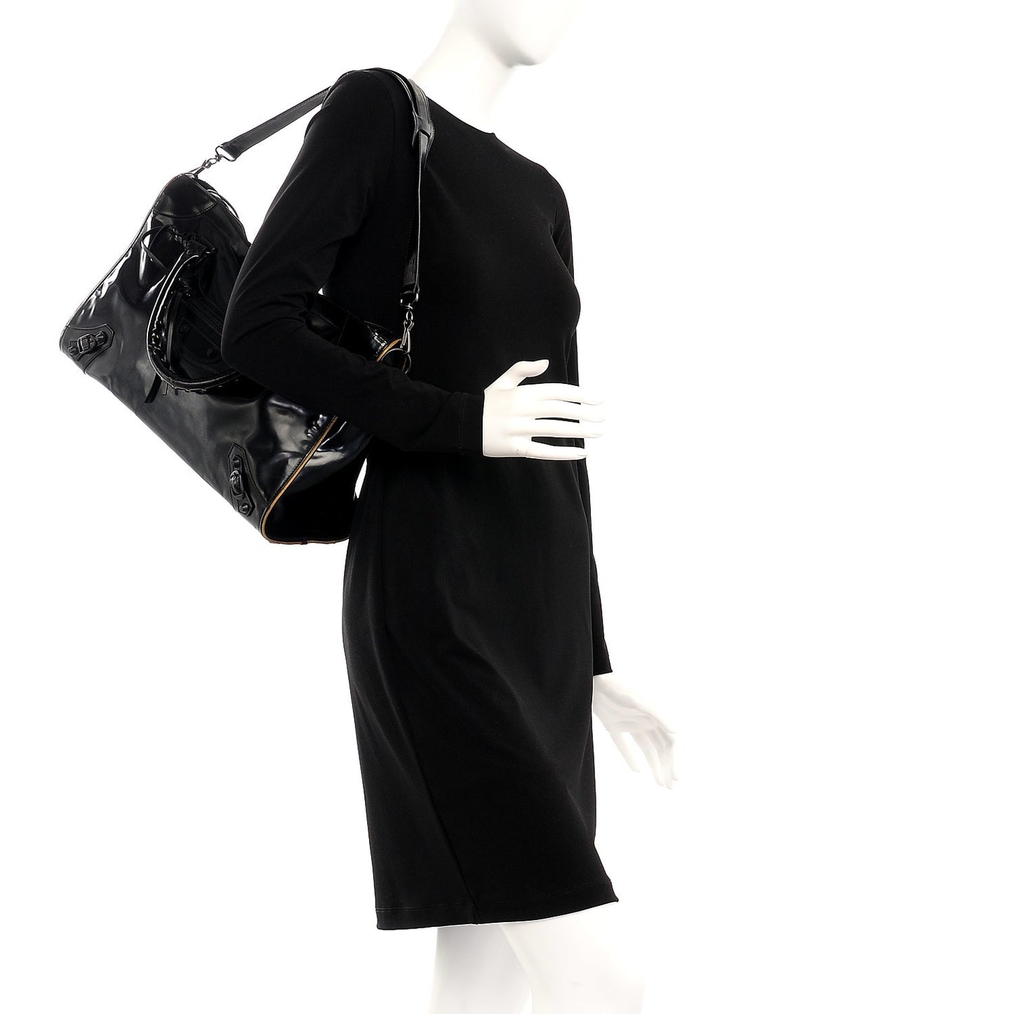 Glazed Calfskin Classic Hardware City Black