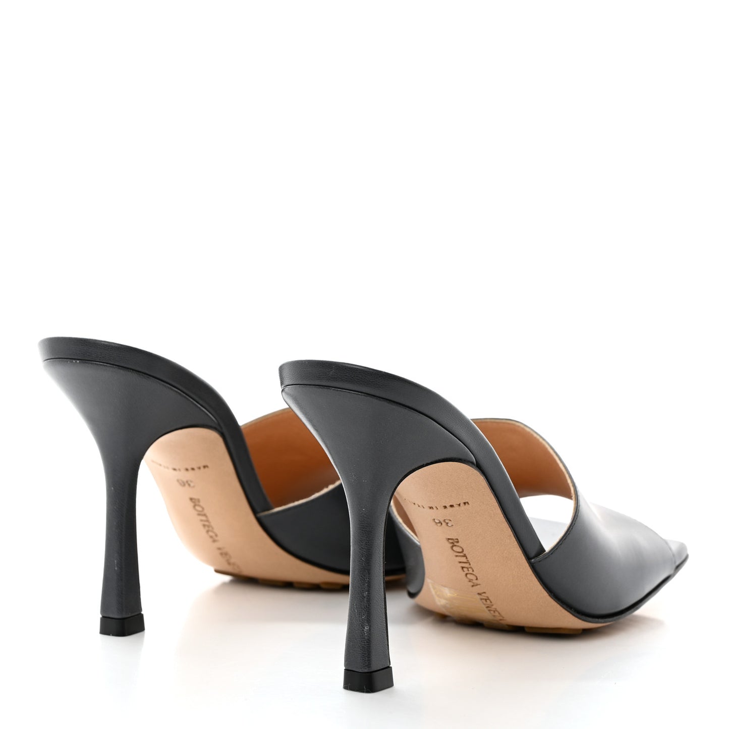 Lambskin Stretch Mule Sandals 36 Light Graphite