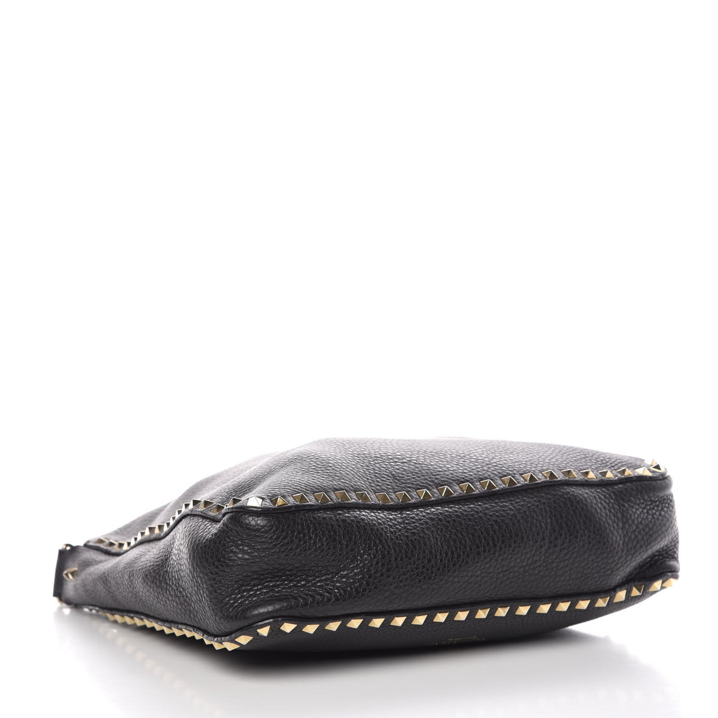 Pebbled Calfskin Large Rockstud Flip-Lock Messenger Bag Black