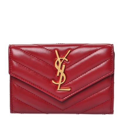 Saint Laurent Nappa Matelasse Chevron Small Monogram Envelope Wallet Opyum rEd 1 of 8